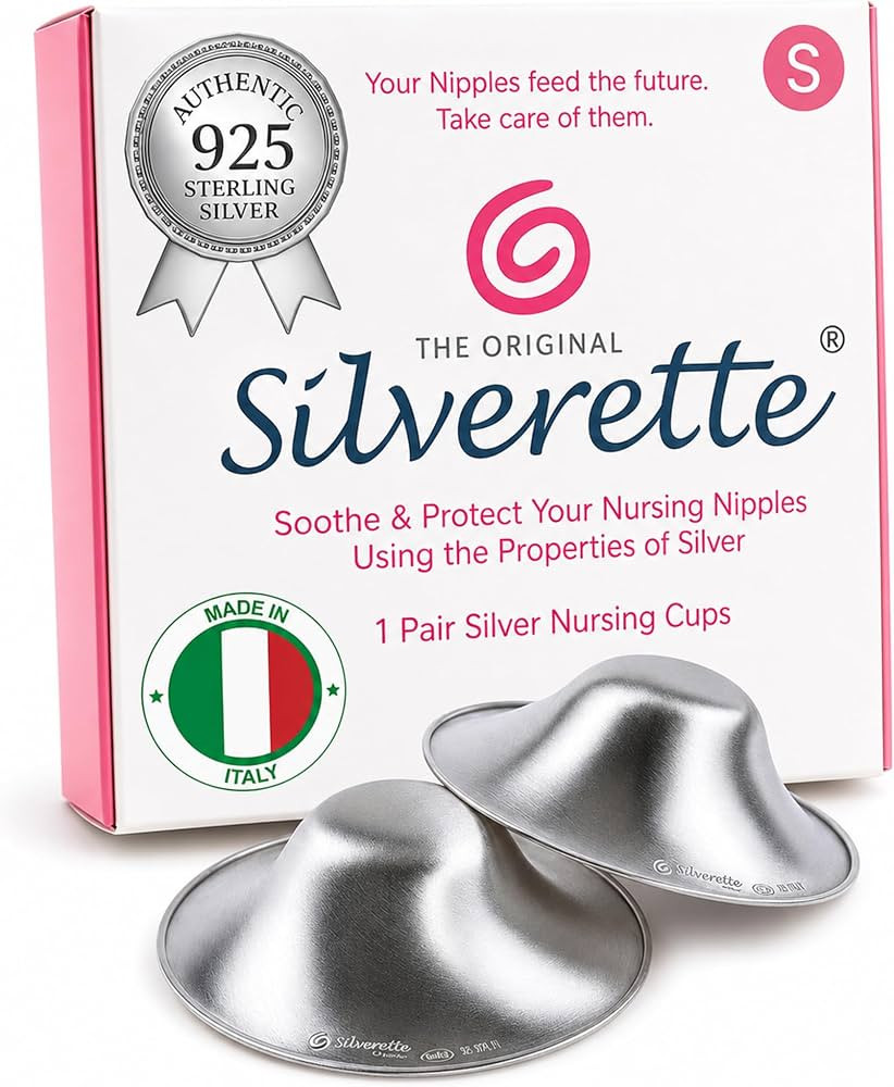 SILVERETTE The Original Silver Nursing Cups, Silverettes Metal Nipple Covers for Breastfeeding, Nursing pads, 925 Silver Nipple Cover Guards, Soothe and Protect Sore Nipples -Made in Italy | Amazon (US)