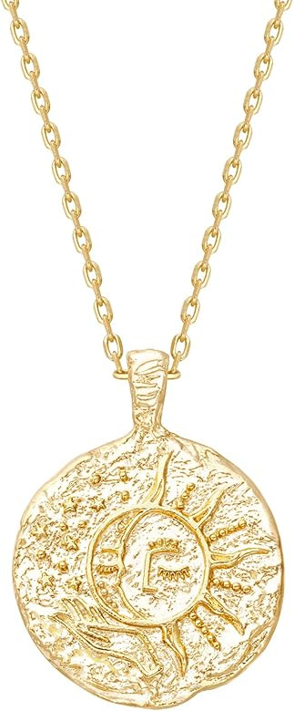 Amazon.com: PAVOI 14K Yellow Gold Plated Engraved Coin Pendant | Byzantine Coin Necklace | Bohemi... | Amazon (US)