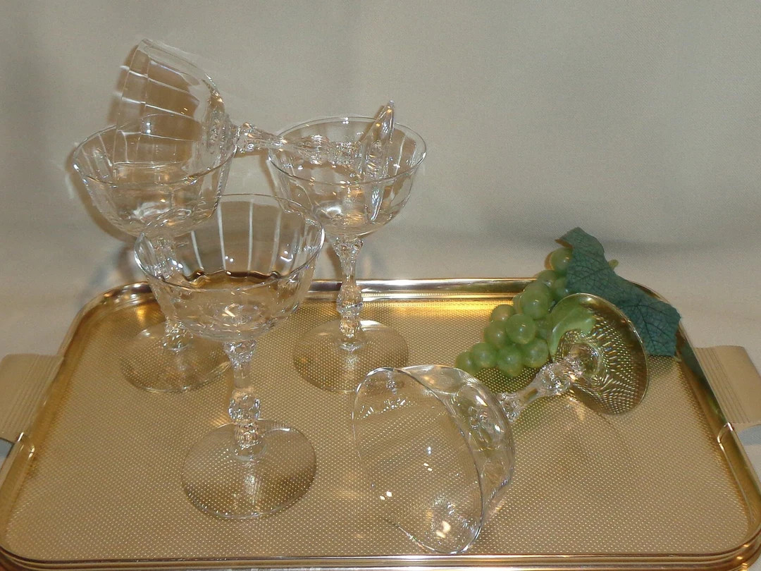 Vintage Glass Crystal Optic Fostoria Wilma Champagne Coupe Cocktail Glasses 5 5 Ounces - Etsy | Etsy (US)