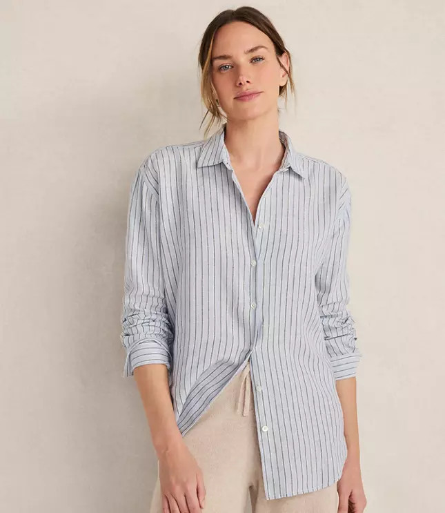 Haven Well Within The Daily Shirt in Linen Stripe | LOFT