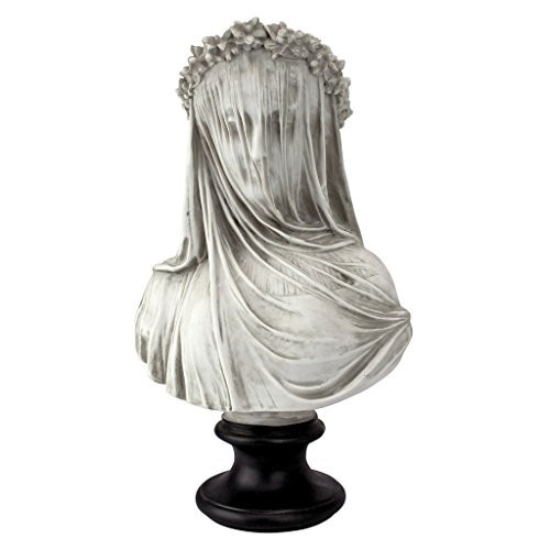 Design Toscano Veiled Maiden Indoor Bust Statue, 9 Inch Wide, 14 Inch Tall, Cast Stone Resin, Antiqued White Finish with a Black Painted Base | Amazon (US)