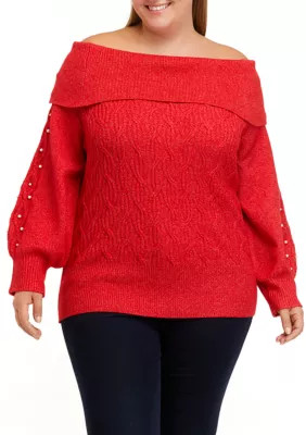 Crown & Ivy™ Plus Size Pearl Marilyn Sweater | Belk