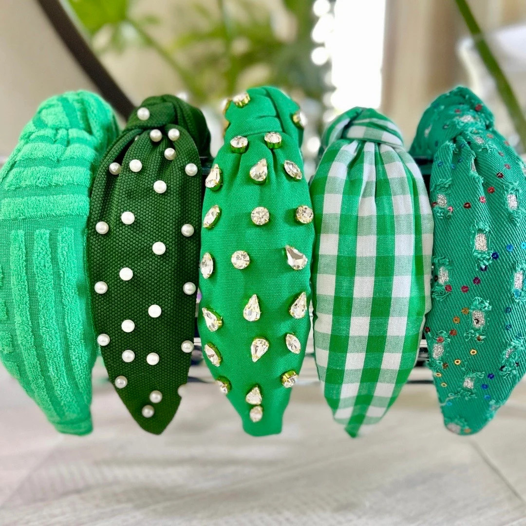 Green Knot Headband Women Jeweled Padded Knot Headbands St. Patrick's Day Headband - Etsy | Etsy (US)