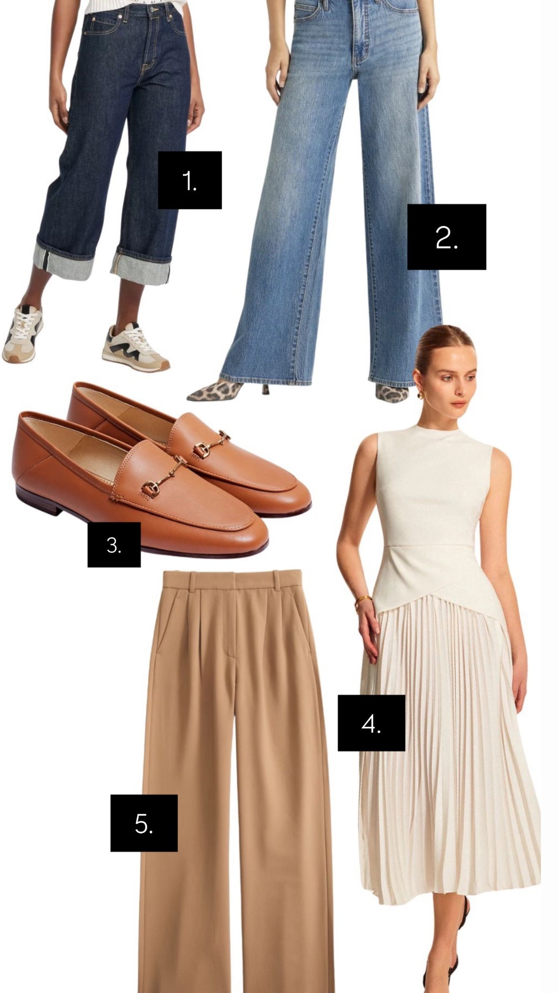 These are your favorites from the month of August and honestly I’m not very surprised because they are also my favorites.

Both of these jeans are phenomenal and Ware so well they are both high waisted so if you’re not high waisted girly, maybe skip these, but I absolutely love the wide leg on both of them as well. Great for a transition into fall and also will be reaching for these when spring transitions into summer next year. 

The loafers and trousers are one of those Evergreen purchases that you were just gonna be wearing season after season a year after year because they are phenomenal basics that hold and Ware really well 😮‍💨👏🏻

#LTKWorkwear #LTKSeasonal #LTKSaleAlert