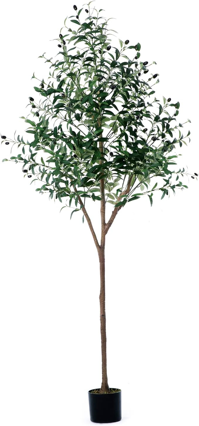 6ft Artificial Olive Tree Tall Fake Potted Olive Silk Tree with Planter Large Faux Olive Branches... | Amazon (US)