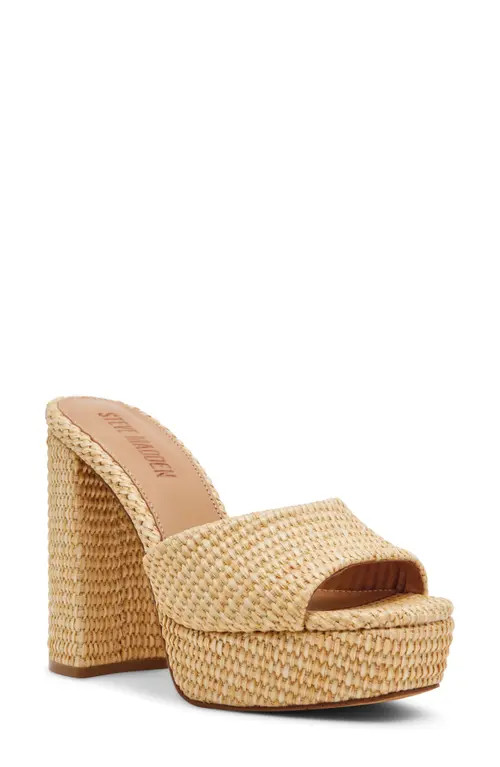 Steve Madden Joel Platform Sandal in Natural Raffia at Nordstrom, Size 10 | Nordstrom