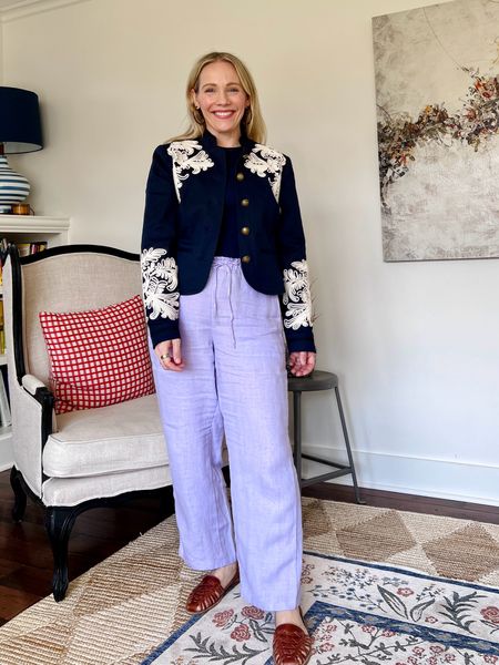 Today on the blog I’m spilling the tea on a little known styling secret for your spring and summer outfits - all the details on CLAIRELATELY.com 

And these under-$100 JCrew linen pants are GOOD!!! True to size, I’m wearing a small petite (I’m 5’3” for reference)  (jacket is oooold) 

JCrew lavender linen pants, jacket, loafers, sandals, tank top, stripe button down, hoop earrings 


#LTKshoecrush #LTKmidsize #LTKsalealert