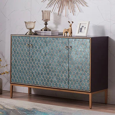 59.1" Modern Birch Sideboards And Buffets Brown With 4 Doors Adjustable Shelves | Wayfair North America