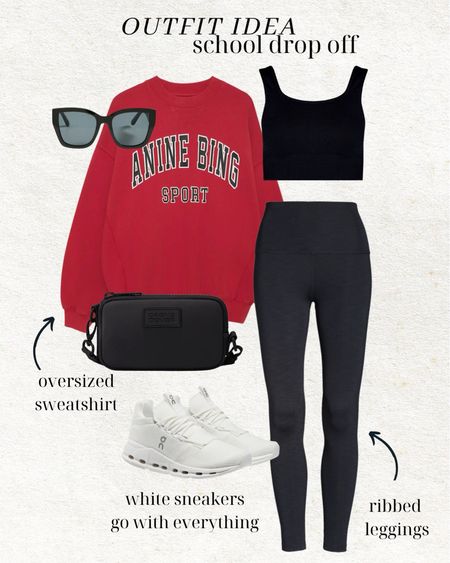 School drop off outfit idea ✨ oversized sweatshirt & leggings with sneakers on repeat! 

School drop off outfit; mom outfit; mom style; black leggings outfit; Anine Bing sweatshirt; oncloud sneakers; cloudnova; white sneakers; workout outfit; athleisure style; Dagne dover; mom bag; Christine Andrew 

#LTKstyletip #LTKunder100 #LTKBacktoSchool