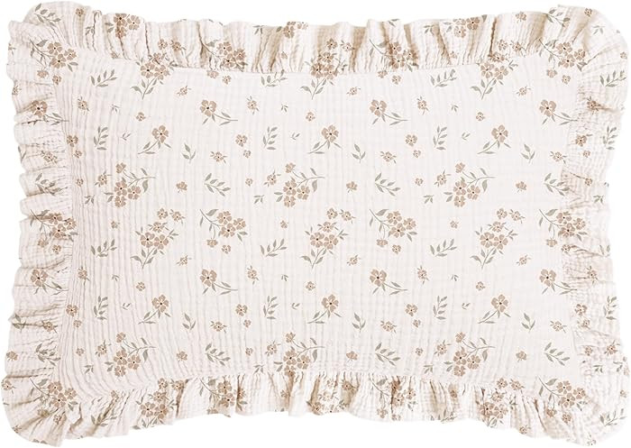 Konssy Flounce Muslin Toddler Pillowcase, Soft Cotton Toddler Pillow Case for 13x18 Pillow, Cozy ... | Amazon (US)
