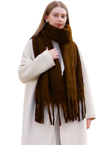 Wander Agio Cashmere Feel Scarf Long Pashmina Shawls and Wraps for Women Large Blanket Scarves Solid Coffee 10 | Amazon (US)