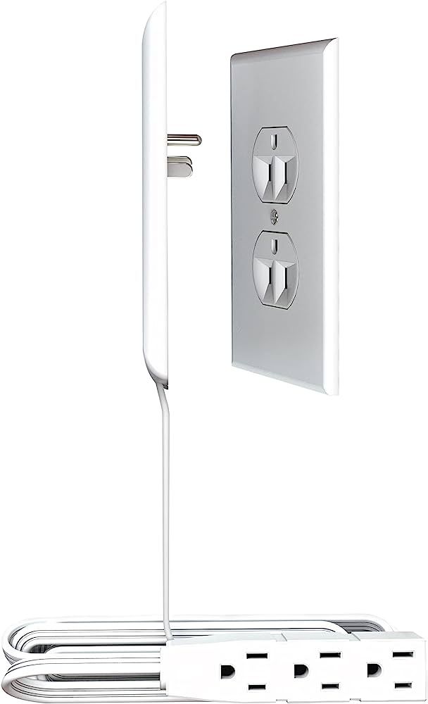 Sleek Socket for Inverted Outlets, Ultra-Thin Outlet w/Cord Concealer Kit, 3 Outlet Power Strip, ... | Amazon (US)