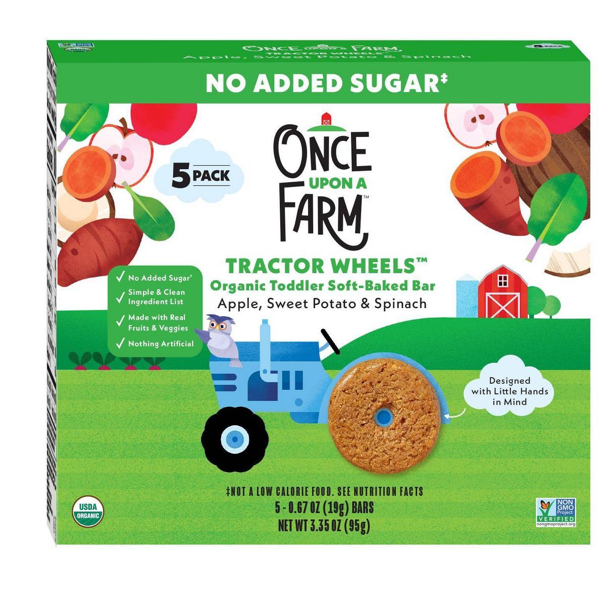 Once Upon a Farm Tractor Wheels Apple Sweet Potato & Spinach Baby Snacks - 3.35oz | Target