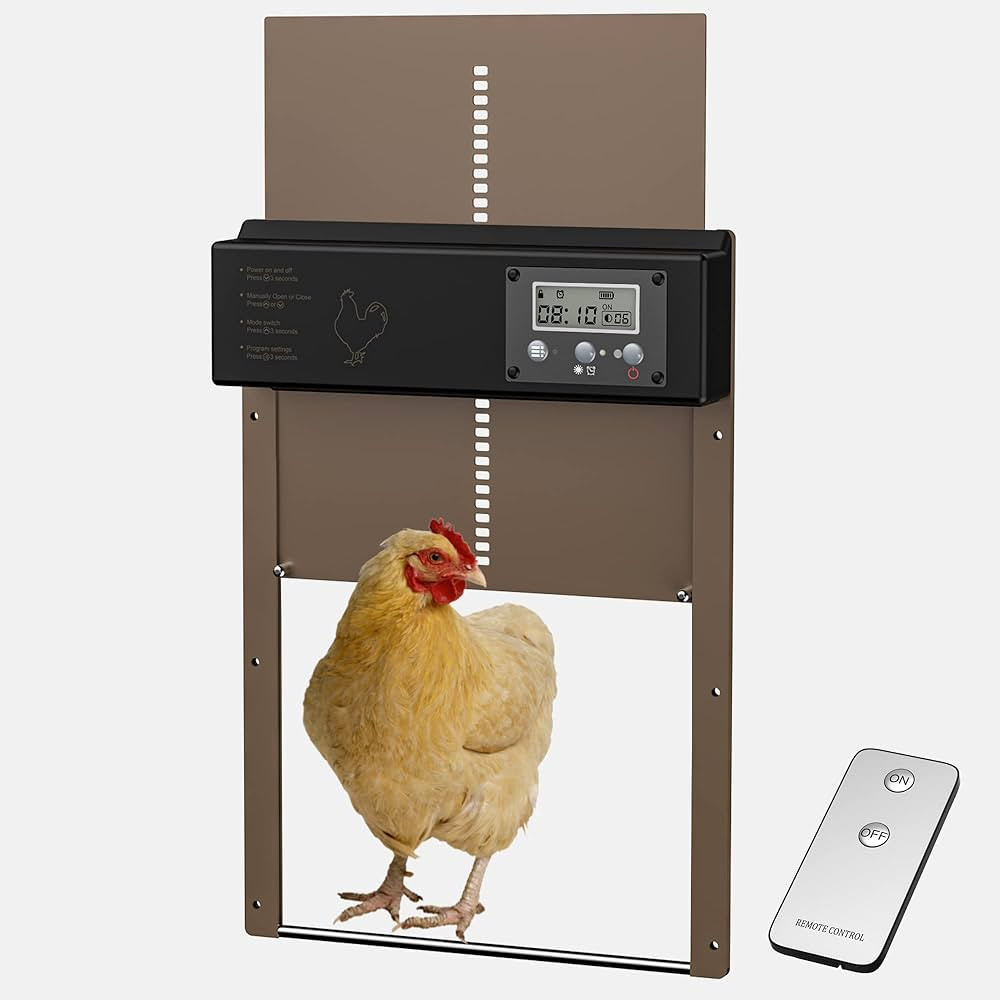 Automatic Chicken Coop Door Opener with Timer Remote Control Programmable Light Sensor, Battery P... | Amazon (US)