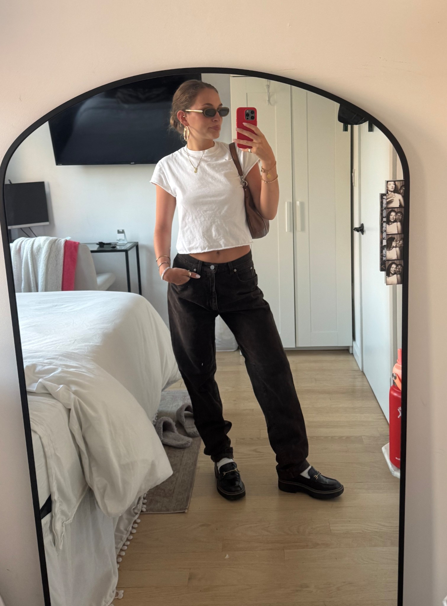 casual ootd🤍 

t shirt is in a size s and I just cropped the hem and the sleeves myself. jeans are vintage Armani (linked similar!) and bag is vintage coach

#LTKFindsUnder50 #LTKStyleTip