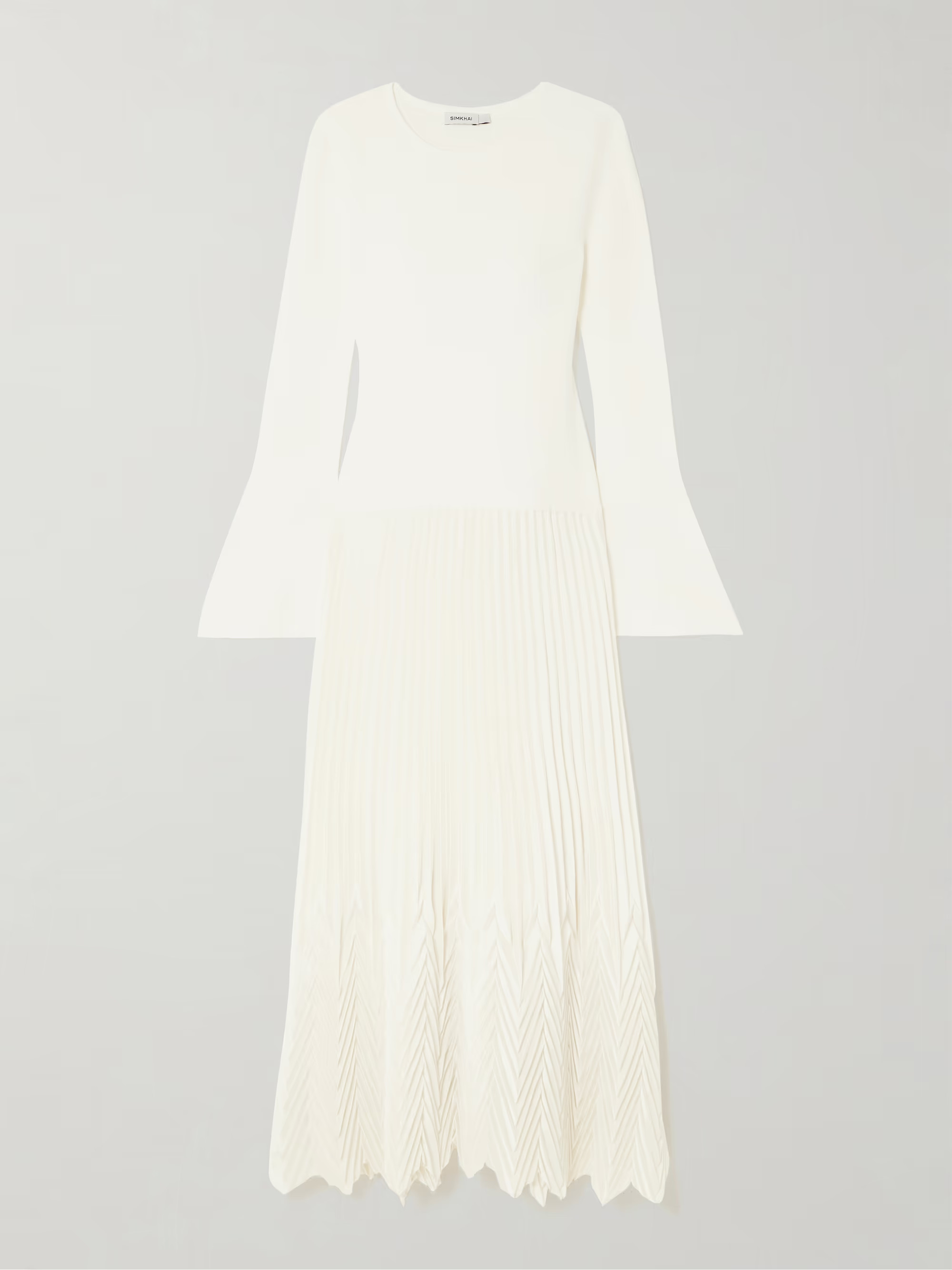 Damoni jersey and plissé-satin midi dress | NET-A-PORTER (UK & EU)
