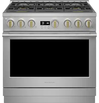 Monogram - 6.2 Cu. Ft. Freestanding Gas Convection Range with Steam Cleaning and 6 Burners - Stai... | Best Buy U.S.