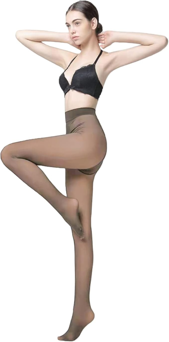 FLORENCE IISA Fake Translucent Warm Fleece Pantyhose for Women, Faux Translucent Fleece Lined Tig... | Amazon (US)