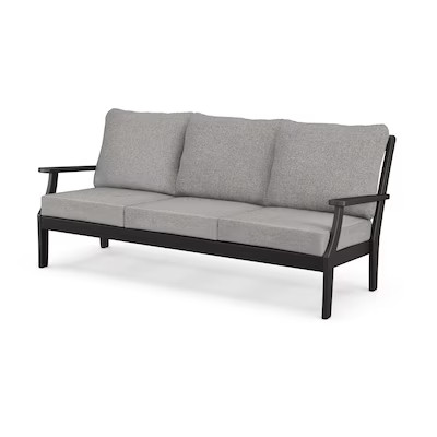 POLYWOOD Braxton Outdoor Sofa with Gray Cushions and HDPE Frame | Lowe's