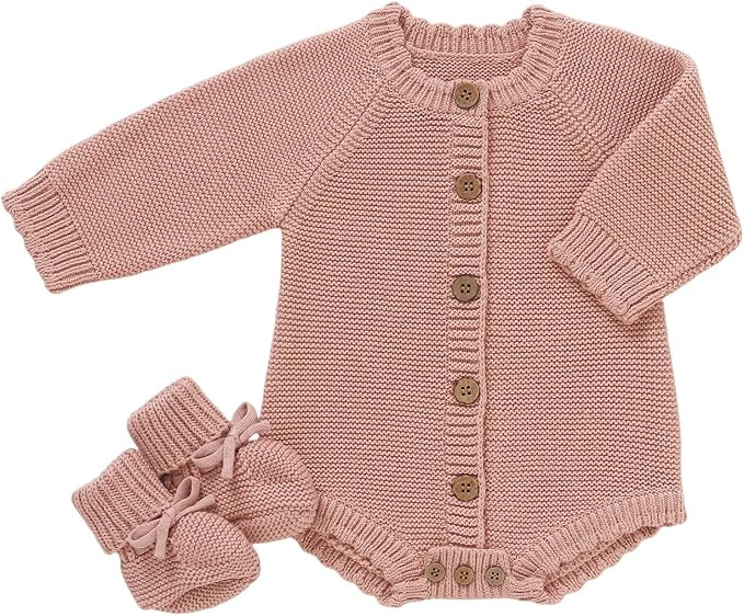 Cotton Baby Sweater and Booties Set | Amazon (US)