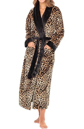 Alexander Del Rossa Womens Robes Long Plush, Robes for Women Bathrobe, Plus Size Robe Leopard Print Large (A0117W10LG) | Amazon (US)