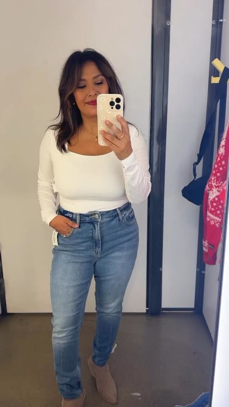 Old Navy Holiday finds plus everything is on major sale! Im 5ft 0, 129 lbs and wearing a size 6 shirt in denim. All tops size small and bodysuit size Medium. 

#LTKfindsunder50 #LTKHoliday #LTKsalealert