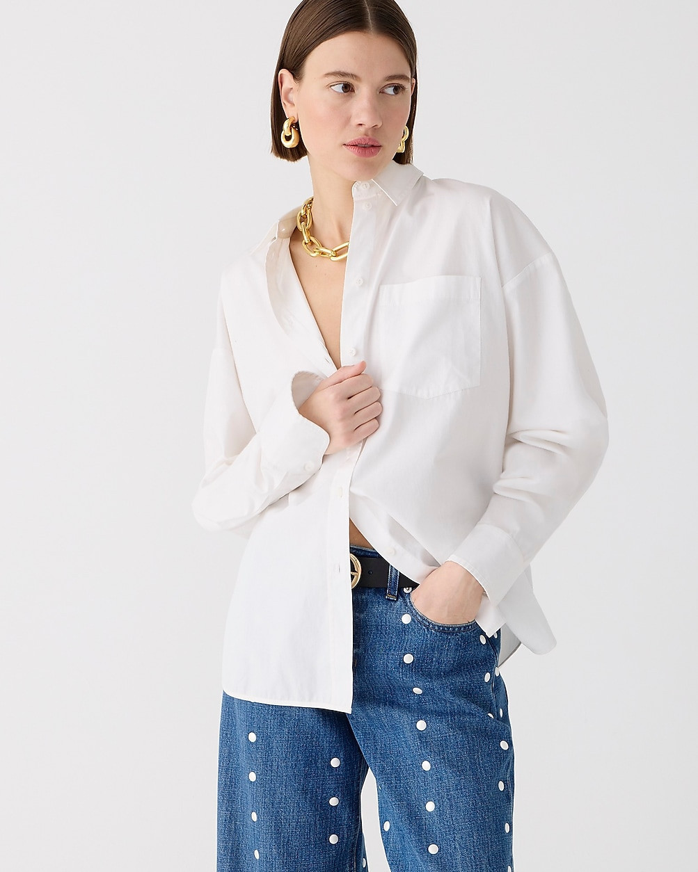 Petite Étienne oversized shirt in lightweight oxford | J. Crew US