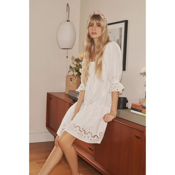 Anthropologie -Audrina Eyelet Mini Dress | Poshmark