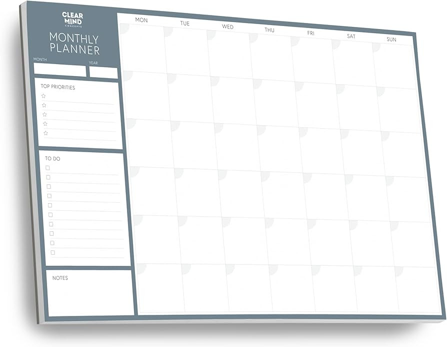 Monthly Planner Desk Pad by Clear Mind Concepts® – A3 Size - 24 Undated Tear Off Sheets 160gsm... | Amazon (UK)