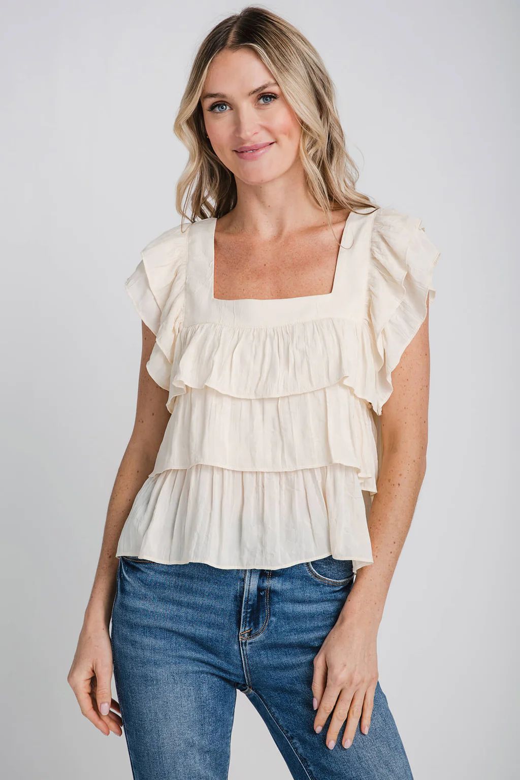 By Together Ruffle Capsleeve Top | Social Threads