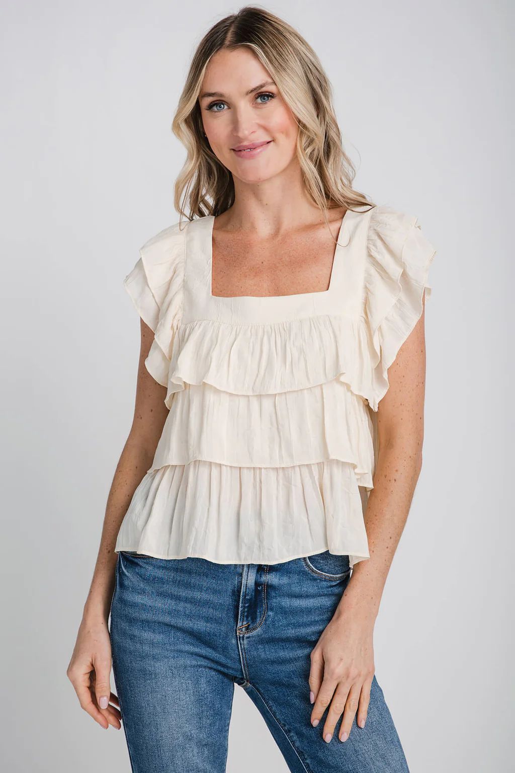 By Together Ruffle Capsleeve Top | Social Threads
