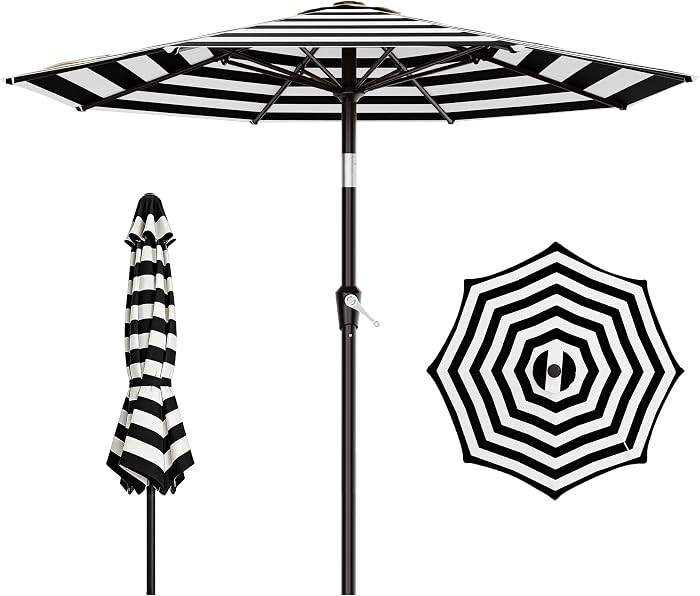 9 FT Patio Umbrella for Outdoor, Outdoor Table Umbrella with Push Button Tilt and Crank, Outdoor ... | Amazon (US)