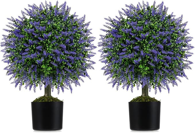 Goplus 22'' Artificial Wisteria Topiary Ball Tree, Set of 2 Faux Potted Plants Artificial Shrubs ... | Amazon (US)