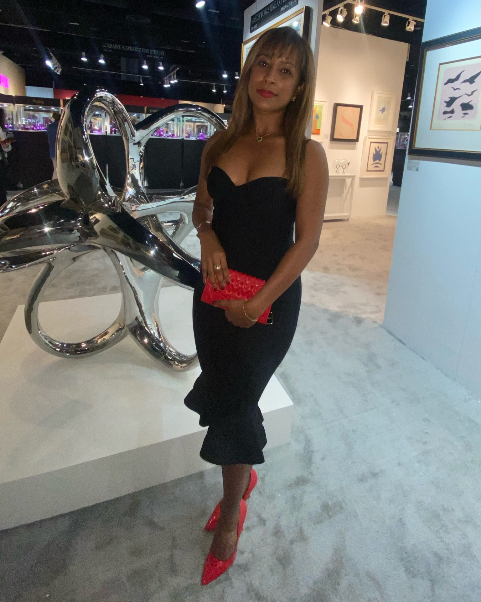 black dress red heels accessories Black & Ivory Corset Bubble Mini Dress - All Dresses