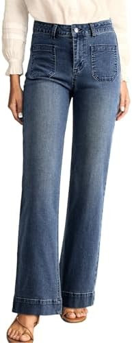 Astylish Women's Wide Leg Jeans High Waisted Stretchy Straight Leg Jeans Loose Trendy Denim Pants... | Amazon (US)