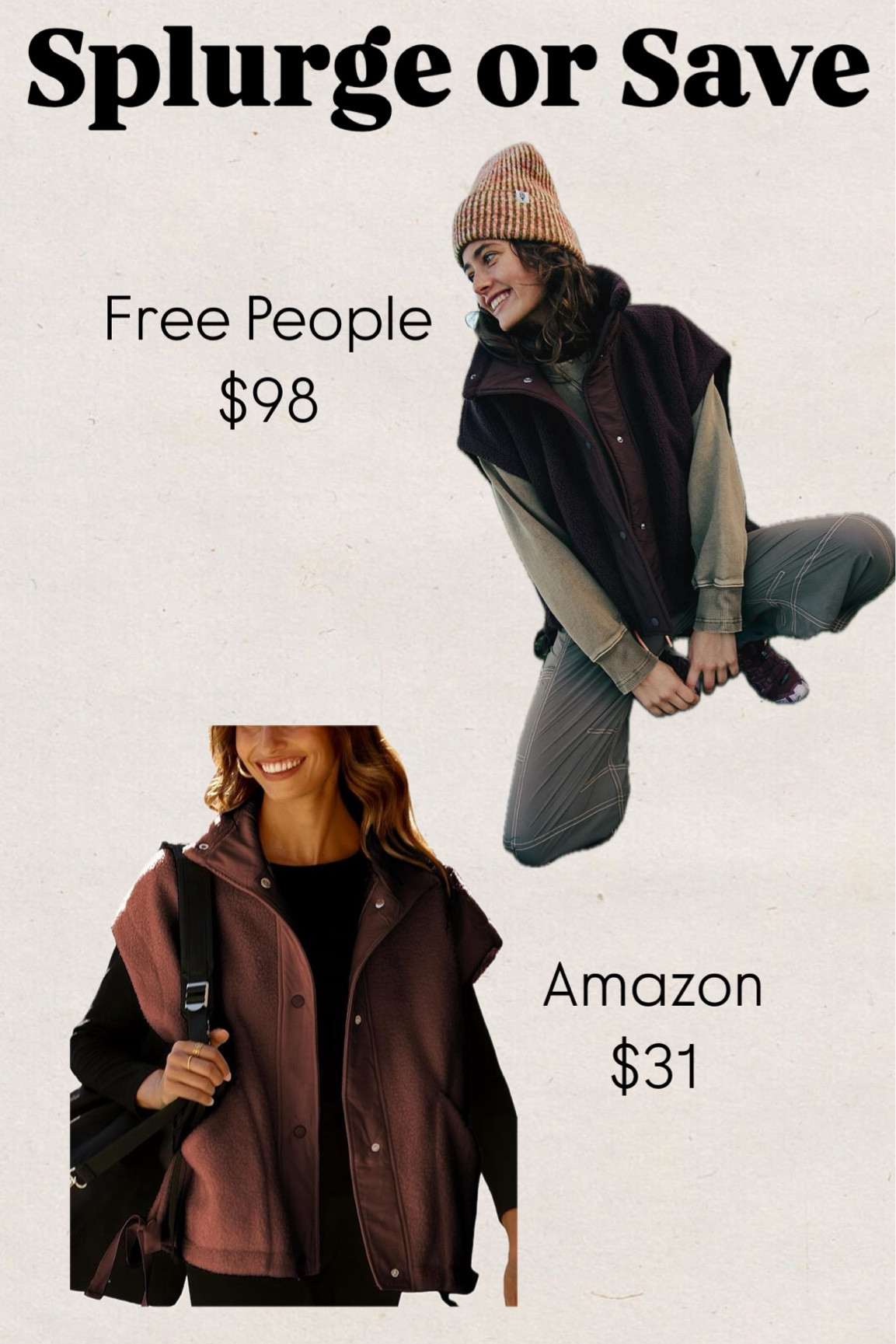 Free people vest
Splurge or save
Look for less
Gifts for her
Fleece vest

#LTKSaleAlert #LTKFindsUnder50 #LTKGiftGuide