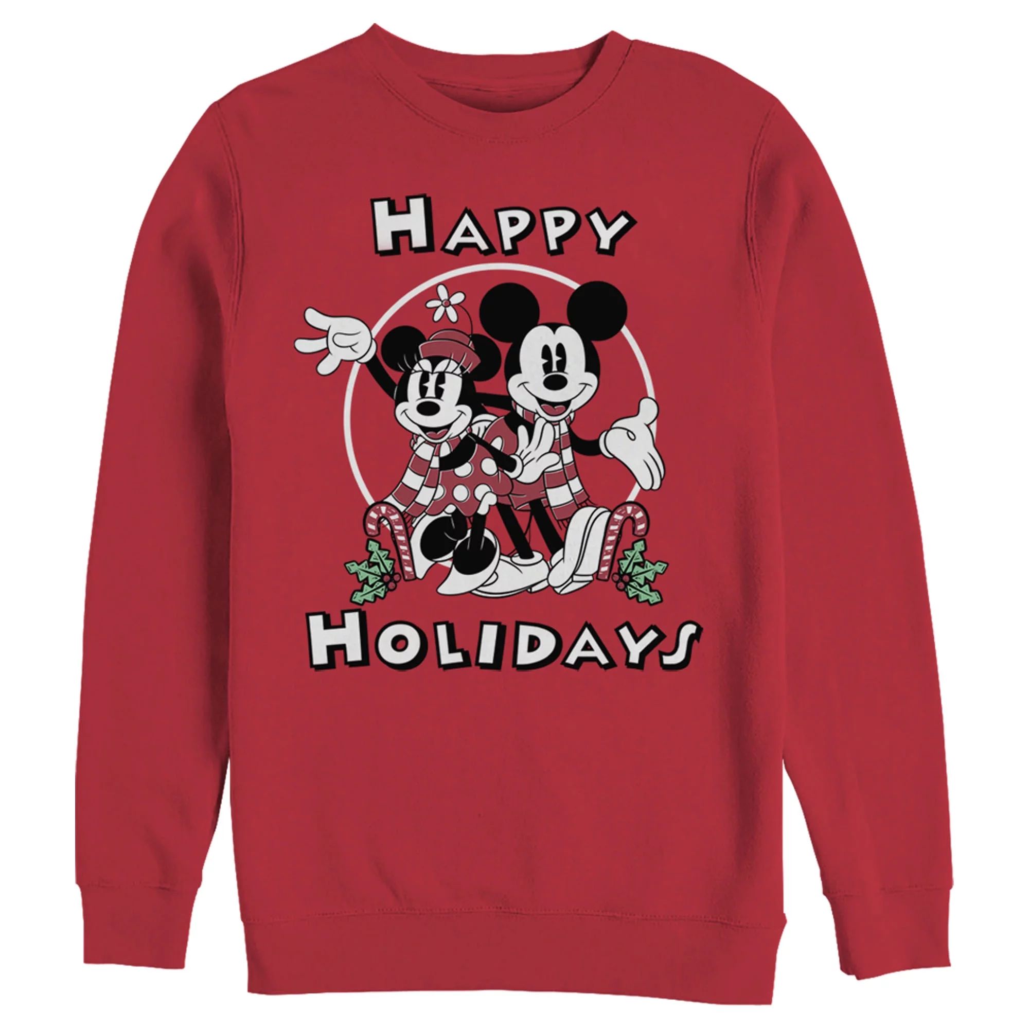 Men's Mickey & Friends Mickey & Minnie Holiday  Sweatshirt Red Large - Walmart.com | Walmart (US)
