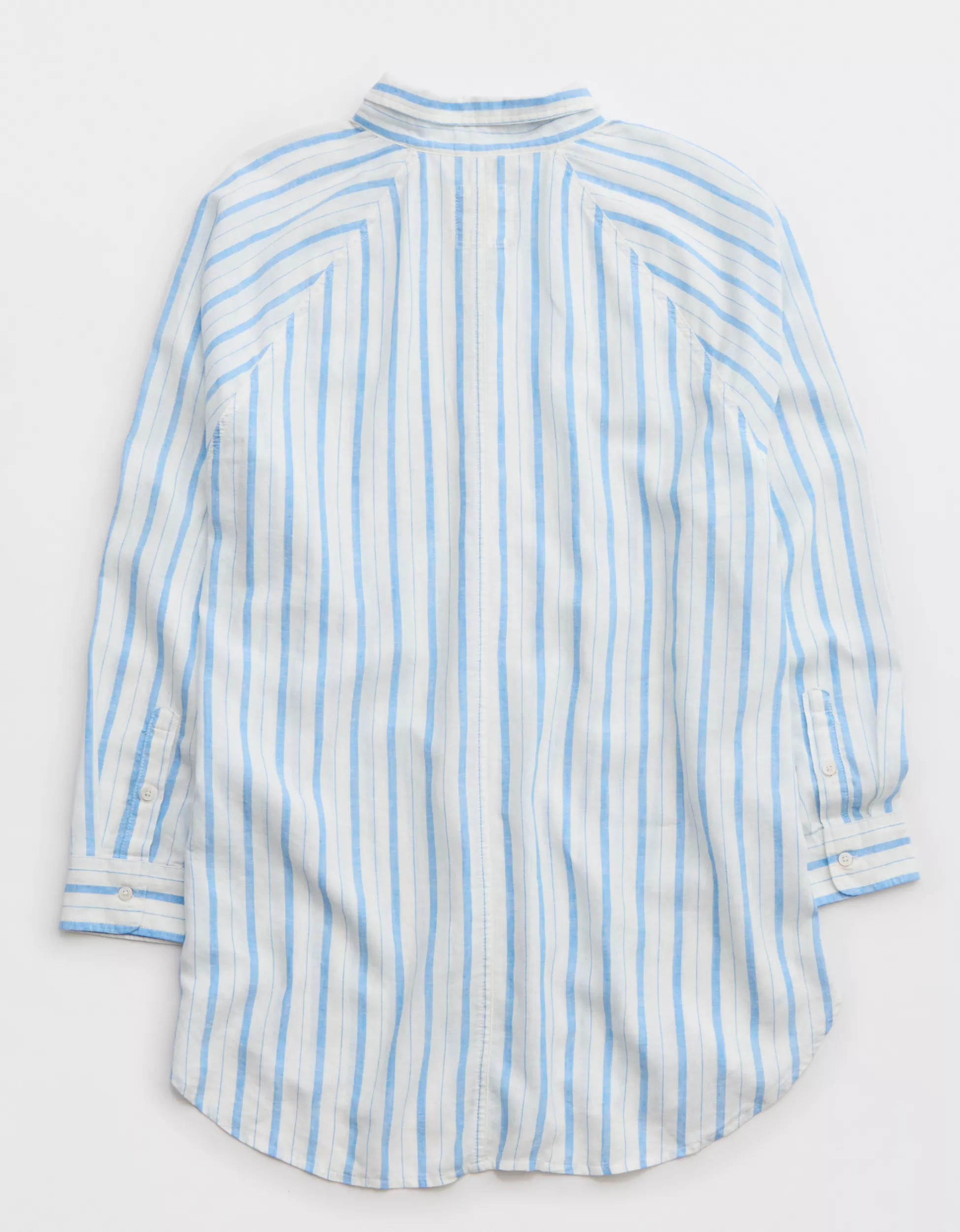 Aerie Pool-To-Party Linen Blend Cover Up Shirt | Aerie