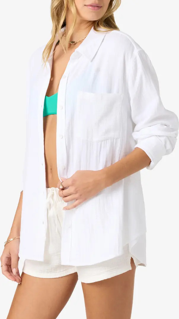 Leni Oversize Cotton Gauze Button-Up Shirt | Nordstrom