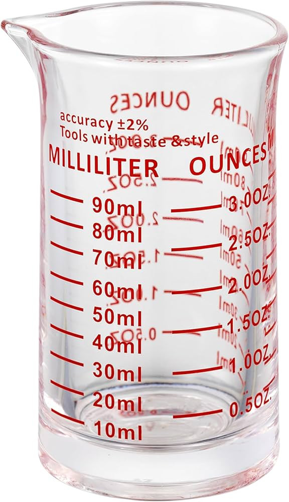 Shot Glass Measuring Cup 3 Ounce/90ML Liquid Heavy High Espresso Glass Cup Red Line | Amazon (US)