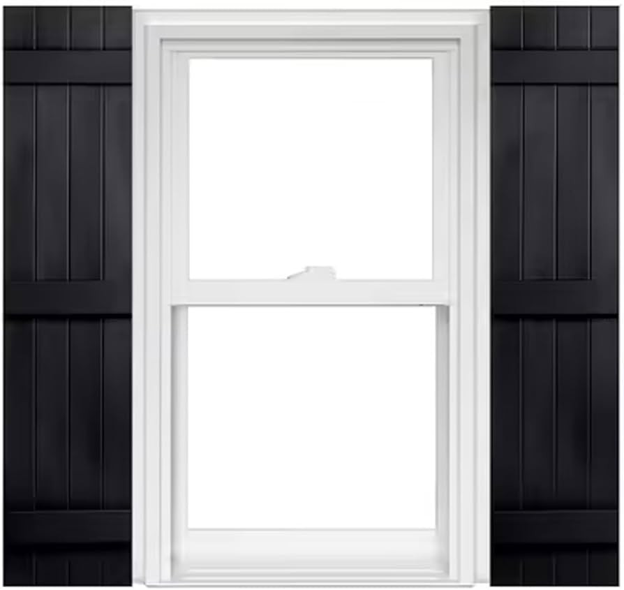 Polaris Homeside 4 Board and Batten Joined Vinyl Shutters (1 Pair) 14-1/2in. x 55in. - 050 Black | Amazon (US)