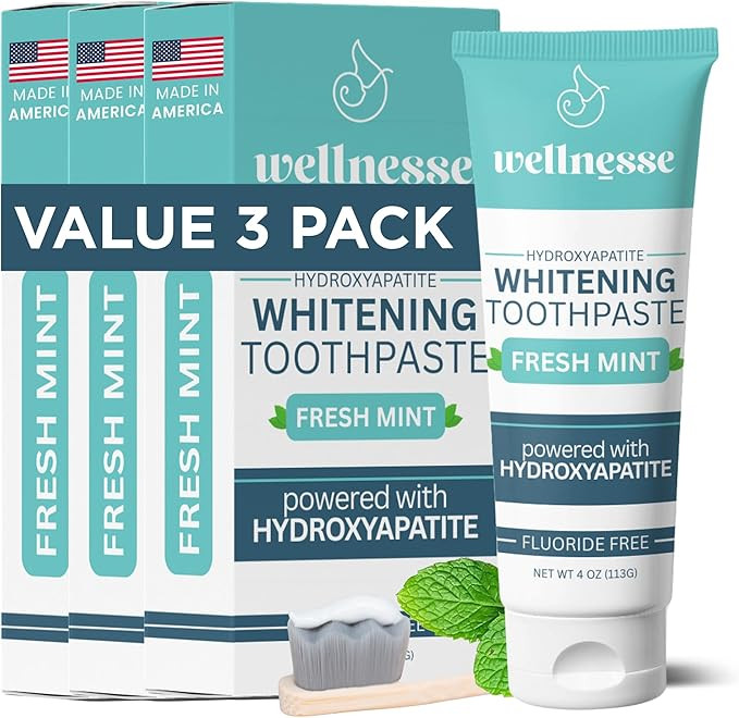 Wellnesse Hydroxyapatite Toothpaste, Fluoride Free, Whitening Toothpaste, Remineralizing Enamel C... | Amazon (US)