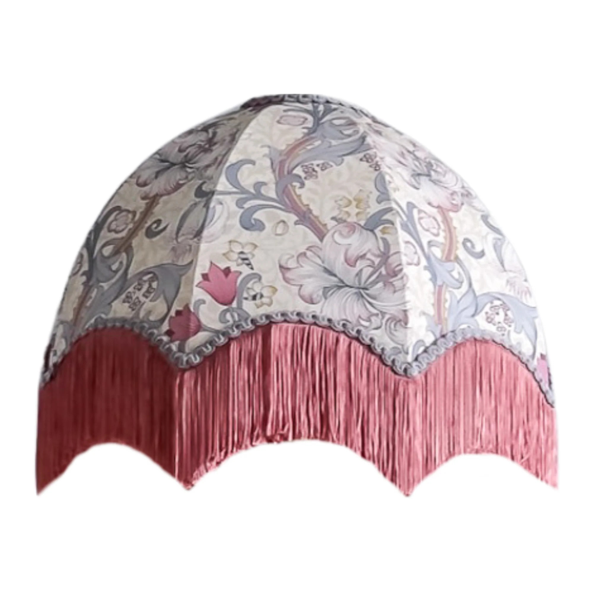 William Morris Golden Lily Fringed Lampshade - Dove (L) | Scout Design Studio