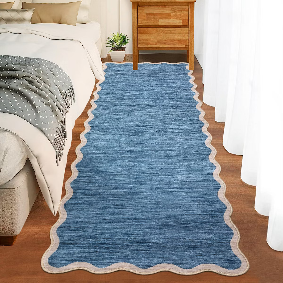 Scalloped Edge Area Rugs for Living Room Bedroom Modern Washable Rug Soft Non Slip Low Pile Accen... | Target