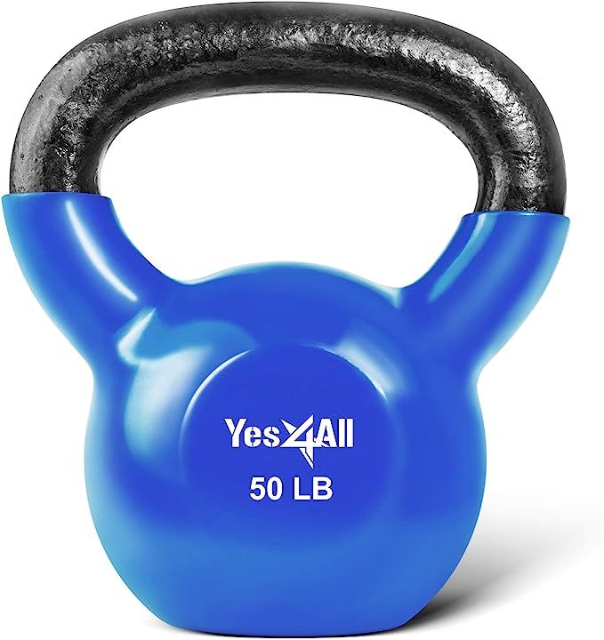 Yes4All Vinyl Coated Kettlebells – Weight Available: 5, 10, 15, 20, 25, 30, 35, 40, 45, 50 lbs | Amazon (US)