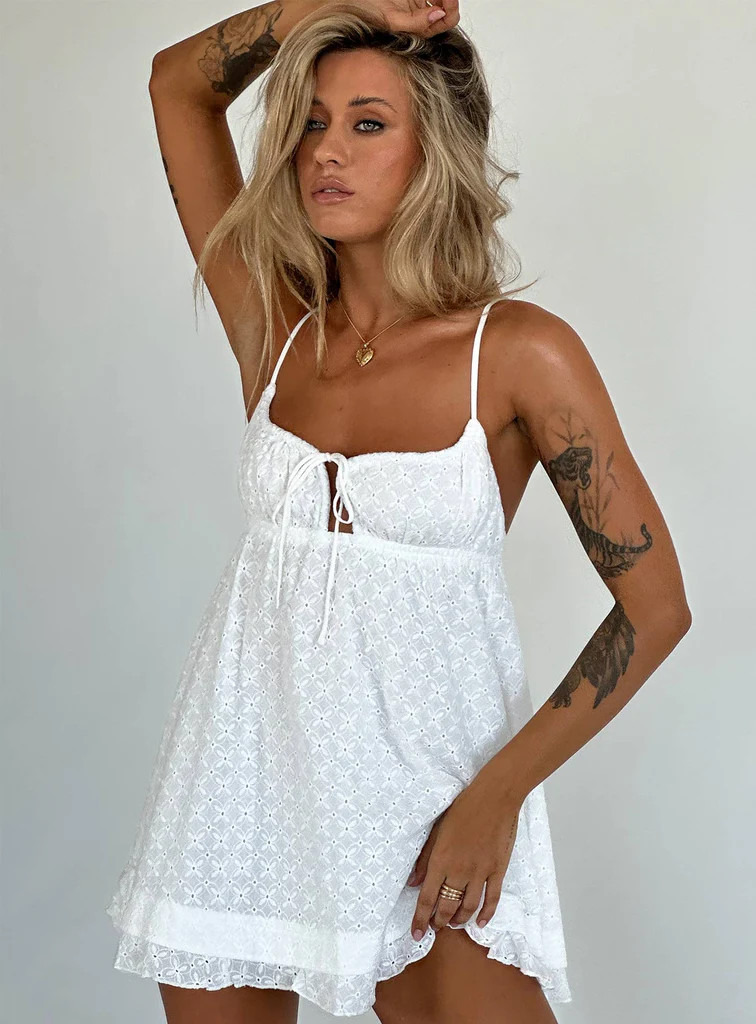 Empress of Love Mini Dress White Embroidery | Princess Polly US