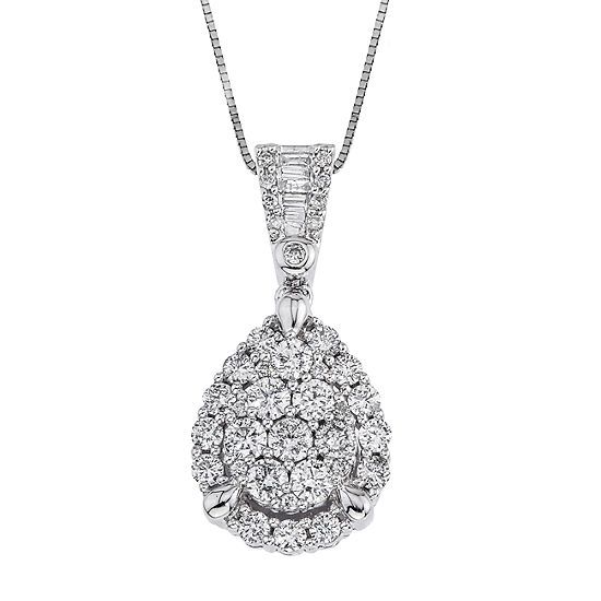 1 CT. T.W. Certified Diamond 14K White Gold Pear-Shaped Pendant Necklace | JCPenney