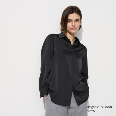 Satin Long-Sleeve Blouse | UNIQLO US | UNIQLO (US)