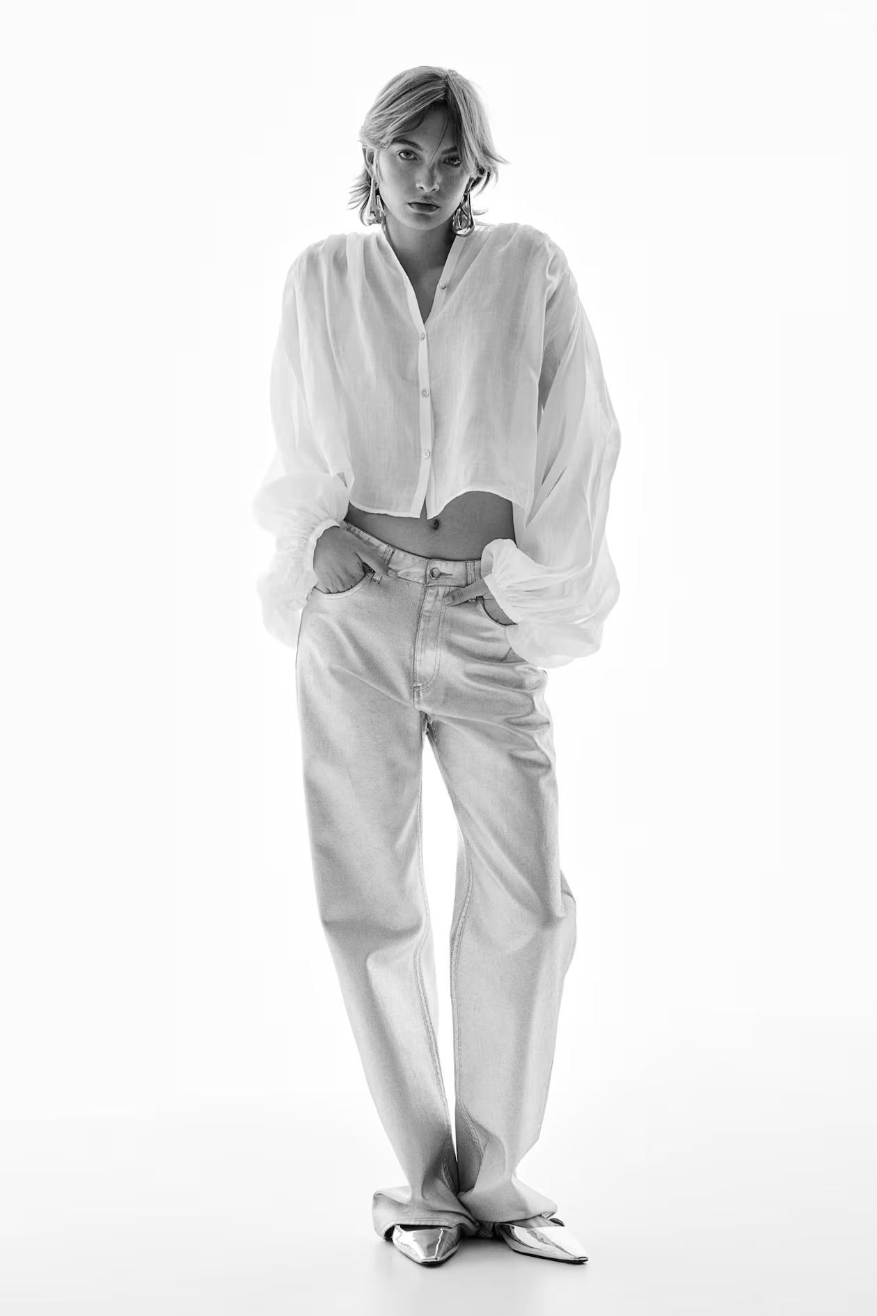 Bluse aus Ramie mit Ballonärmeln - Weiß - Ladies | H&M AT | H&M (DE, AT, CH, DK, NL, NO, FI)