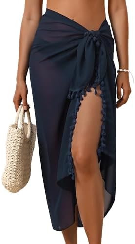 Eicolorte Beach Sarong Wraps for Women Swimsuit Cover Up Pareo with Tassels Swimwear Coverup for ... | Amazon (US)